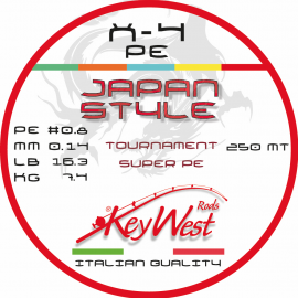 Key West Japan Style Tournament Super PE #0.8 0.14mm 250mt X-4 Multicolor 25mt